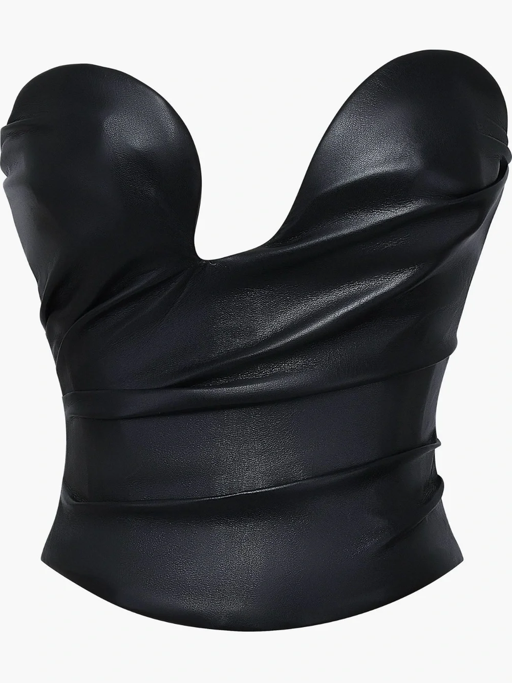 House of CB Saffira Black Faux Leather Strapless Corset Top Size Small - Picture 3 of 10
